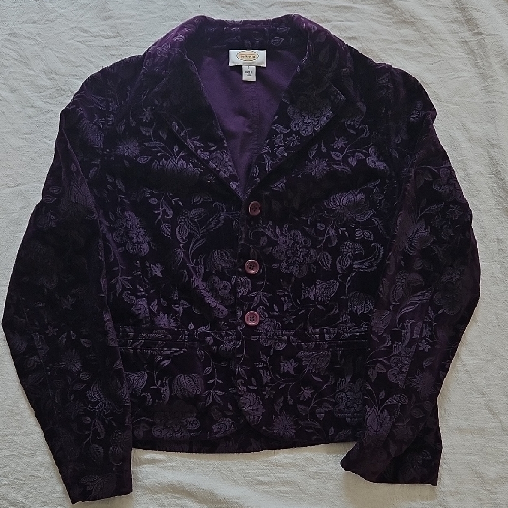Talbots Elegant Purple Velvet Women's Jacket Blazer Size 8